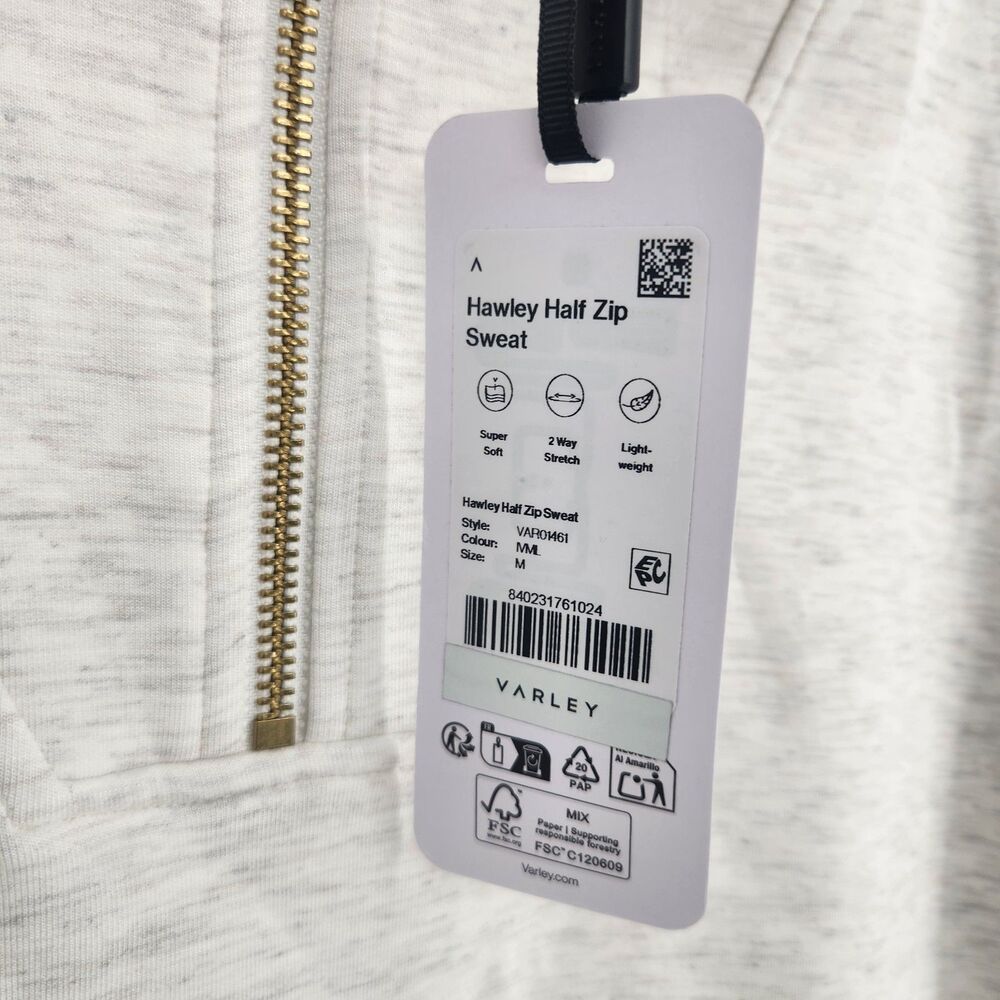 Varley Off-White Medium Hawley Half Zip Sweatshirt NWT - Picture 2 of 7
